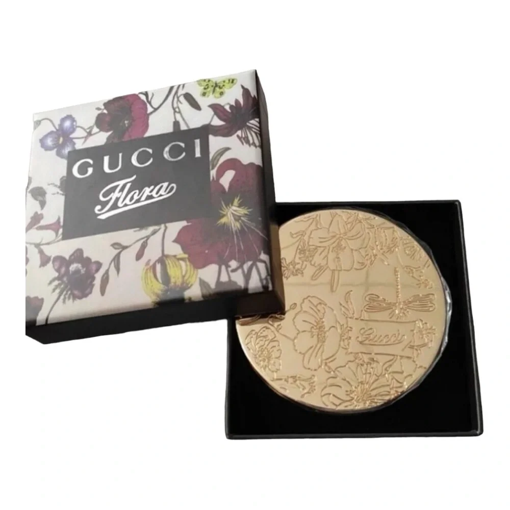 NEW Sealed authentic Gucci Gold Flora compact mirror - Picture 1 of 8